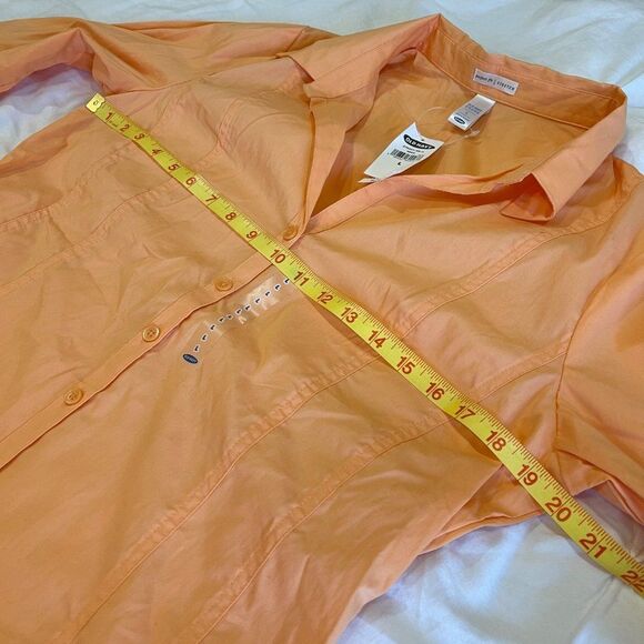 NWT Old Navy Orange 3/4 Sleeve Button Down Top Size Large - Picture 7 of 9